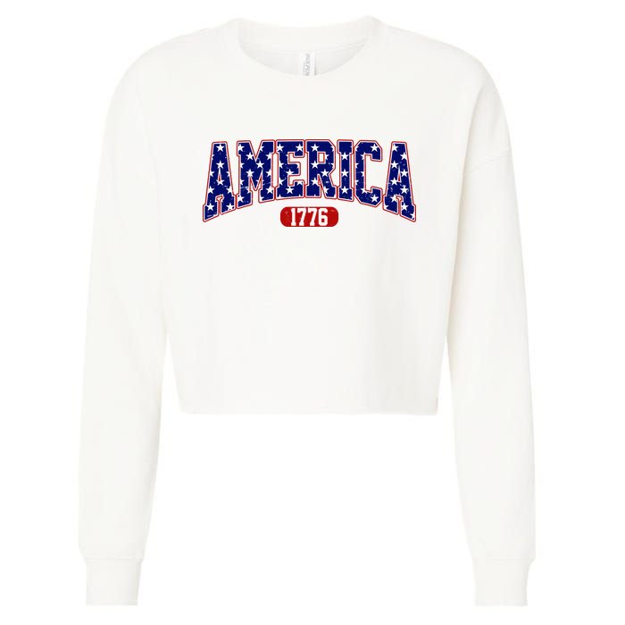 America 1776 Retro 4th Of July Independence Day  Cropped Pullover Crew