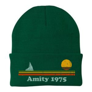 Amity 1975 Sunset Retro Sailboat Sunrise Summer Knit Cap Winter Beanie