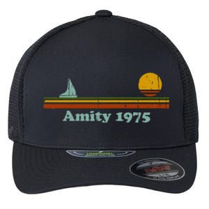 Amity 1975 Sunset Retro Sailboat Sunrise Summer Flexfit Unipanel Trucker Cap