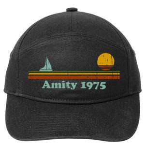 Amity 1975 Sunset Retro Sailboat Sunrise Summer 7-Panel Snapback Hat