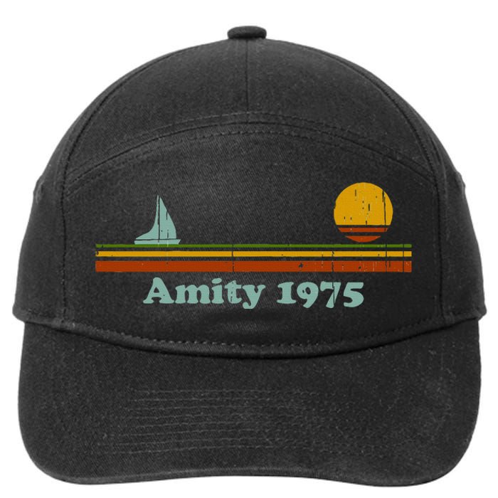 Amity 1975 Sunset Retro Sailboat Sunrise Summer 7-Panel Snapback Hat