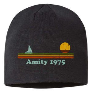 Amity 1975 Sunset Retro Sailboat Sunrise Summer Sustainable Beanie