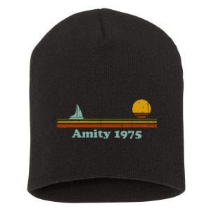 Amity 1975 Sunset Retro Sailboat Sunrise Summer Short Acrylic Beanie