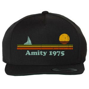 Amity 1975 Sunset Retro Sailboat Sunrise Summer Wool Snapback Cap