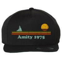 Amity 1975 Sunset Retro Sailboat Sunrise Summer Wool Snapback Cap