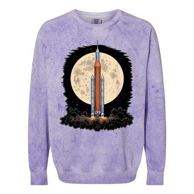 Artemis 1 SLS Rocket Launch Mission To The Moon And Beyond Colorblast Crewneck Sweatshirt