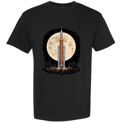 Artemis 1 SLS Rocket Launch Mission To The Moon And Beyond Garment-Dyed Heavyweight T-Shirt