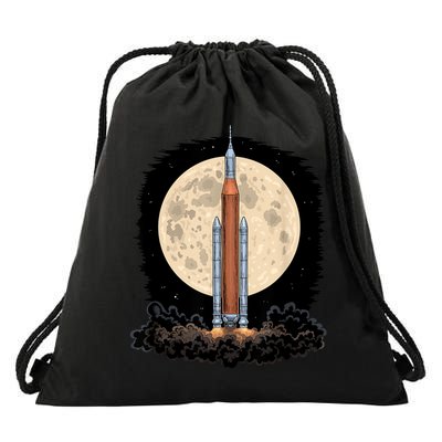 Artemis 1 SLS Rocket Launch Mission To The Moon And Beyond Drawstring Bag