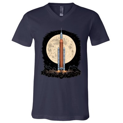 Artemis 1 SLS Rocket Launch Mission To The Moon And Beyond V-Neck T-Shirt