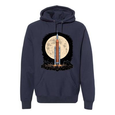 Artemis 1 SLS Rocket Launch Mission To The Moon And Beyond Premium Hoodie