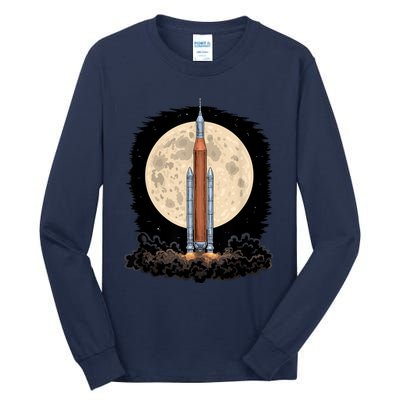 Artemis 1 SLS Rocket Launch Mission To The Moon And Beyond Tall Long Sleeve T-Shirt