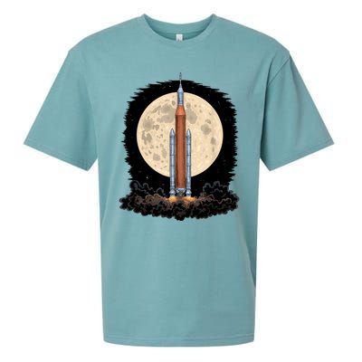 Artemis 1 SLS Rocket Launch Mission To The Moon And Beyond Sueded Cloud Jersey T-Shirt