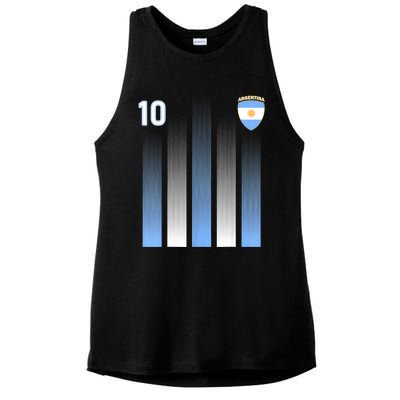 Argentina 10 Soocer Jersey Argentina Football Fans Soccer Ladies PosiCharge Tri-Blend Wicking Tank