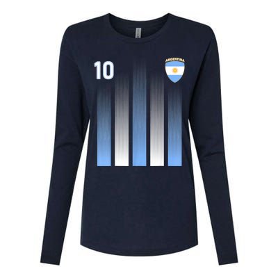 Argentina 10 Soocer Jersey Argentina Football Fans Soccer Womens Cotton Relaxed Long Sleeve T-Shirt