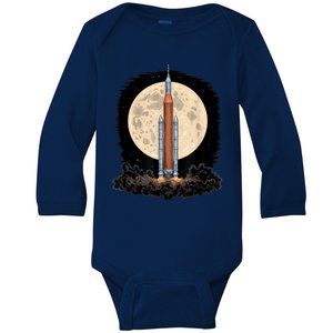 Artemis 1 SLS Rocket Launch Mission To The Moon And Beyond Baby Long Sleeve Bodysuit