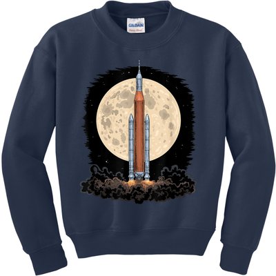 Artemis 1 SLS Rocket Launch Mission To The Moon And Beyond Kids Sweatshirt