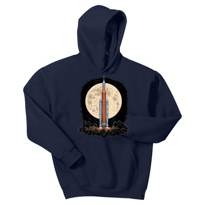 Artemis 1 SLS Rocket Launch Mission To The Moon And Beyond Kids Hoodie