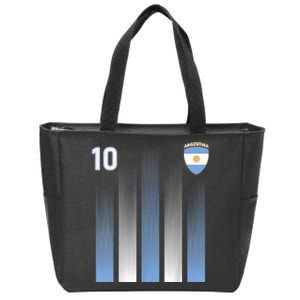 Argentina 10 Soccer Jersey Argentina Football Fan Soccer Zip Tote Bag