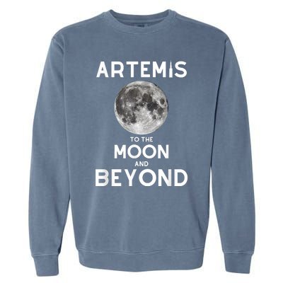 Artemis 1 SLS Rocket Launch Mission To The Moon And Beyond Garment-Dyed Sweatshirt