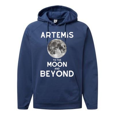 Artemis 1 SLS Rocket Launch Mission To The Moon And Beyond Performance Fleece Hoodie