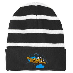 A 10 Thunderbolt Warthog Airplane Striped Beanie with Solid Band