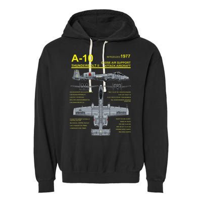 A 10 Thunderbolt Ii Warthog Military Jet Blueprint Garment-Dyed Fleece Hoodie