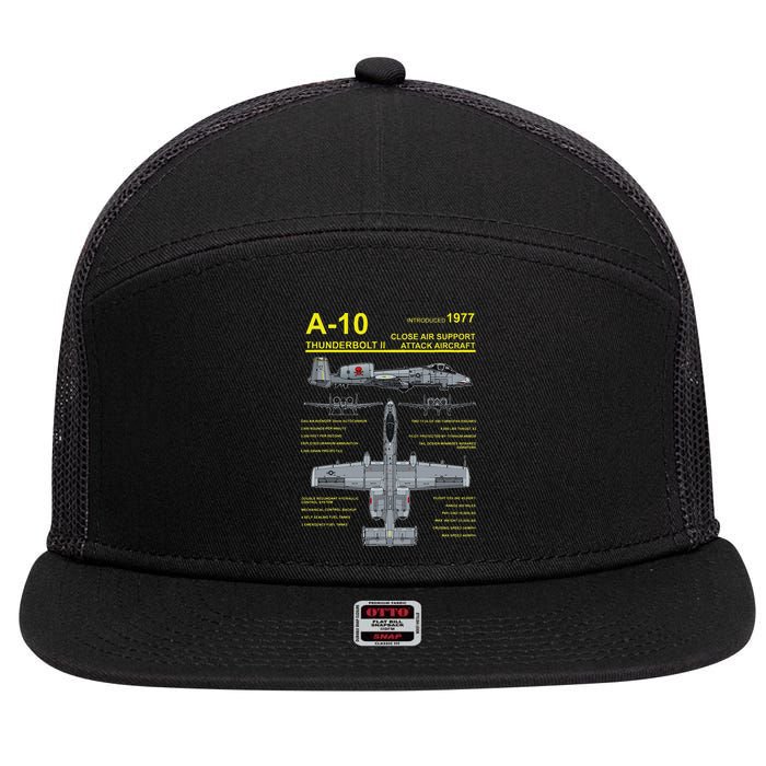 A 10 Thunderbolt Ii Warthog Military Jet Blueprint 7 Panel Mesh Trucker Snapback Hat