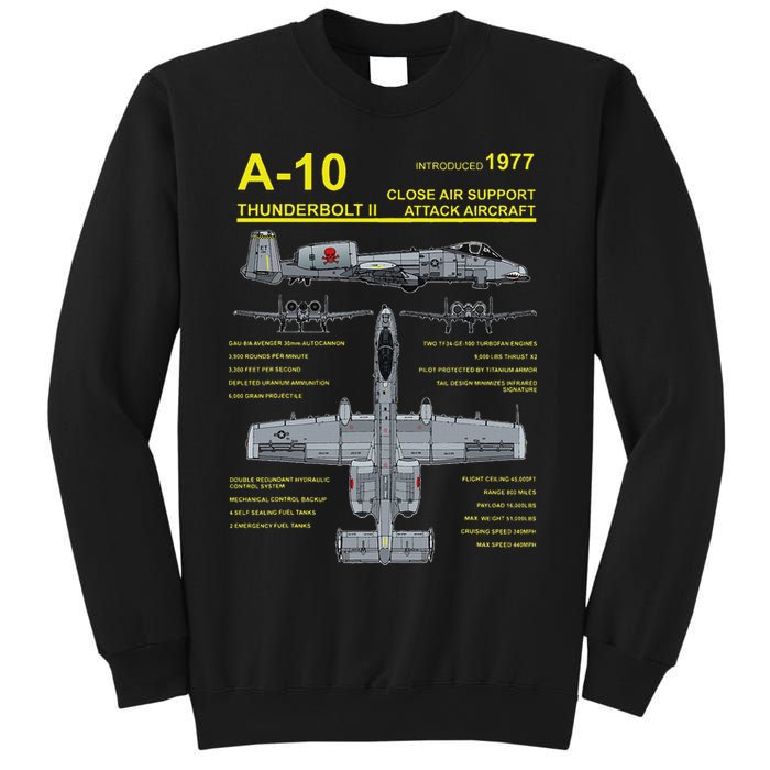 A 10 Thunderbolt Ii Warthog Military Jet Blueprint Sweatshirt