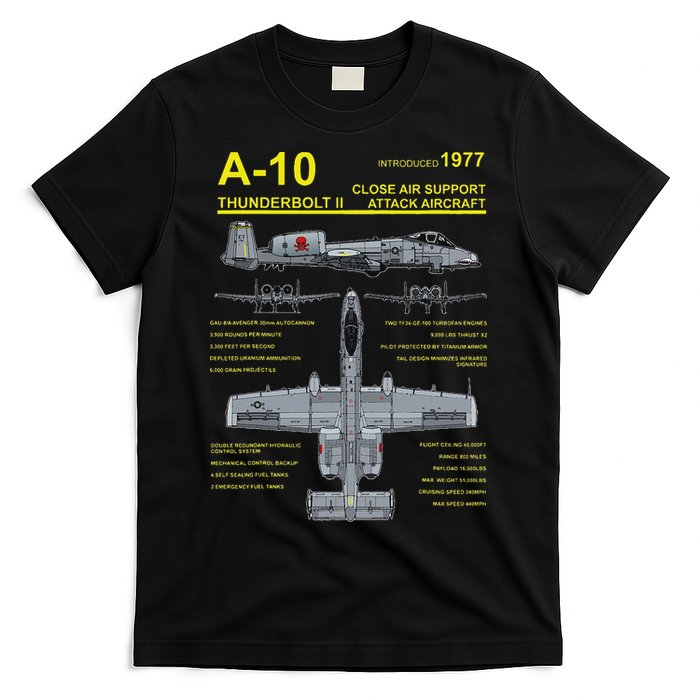 A 10 Thunderbolt Ii Warthog Military Jet Blueprint T-Shirt