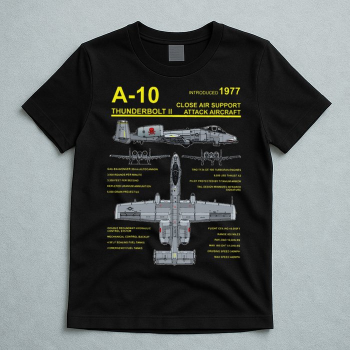 A 10 Thunderbolt Ii Warthog Military Jet Blueprint T-Shirt