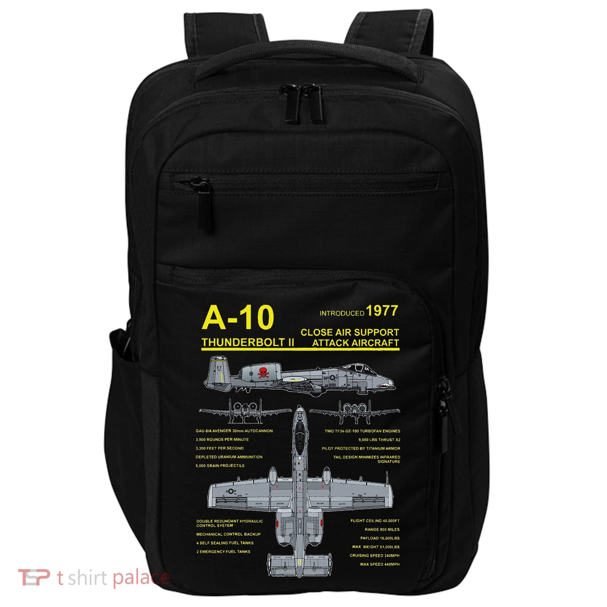 A 10 Thunderbolt Ii Warthog Military Jet Blueprint Impact Tech Backpack