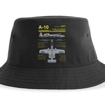A 10 Thunderbolt Ii Warthog Military Jet Blueprint Sustainable Bucket Hat