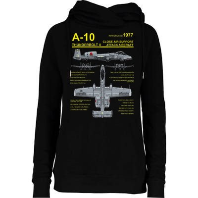 A 10 Thunderbolt Ii Warthog Military Jet Blueprint Womens Funnel Neck Pullover Hood