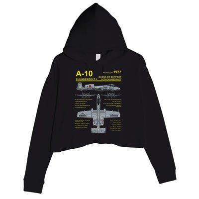 A 10 Thunderbolt Ii Warthog Military Jet Blueprint Crop Fleece Hoodie