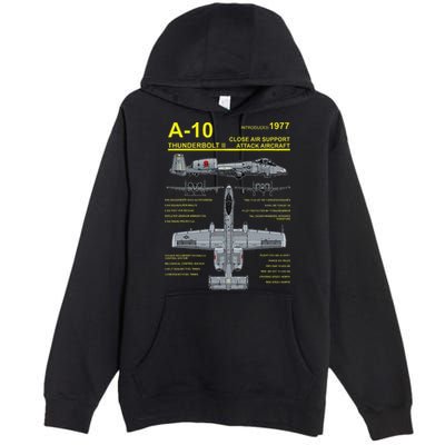 A 10 Thunderbolt Ii Warthog Military Jet Blueprint Premium Pullover Hoodie