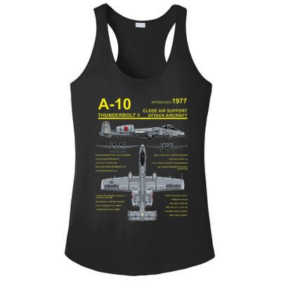 A 10 Thunderbolt Ii Warthog Military Jet Blueprint Ladies PosiCharge Competitor Racerback Tank