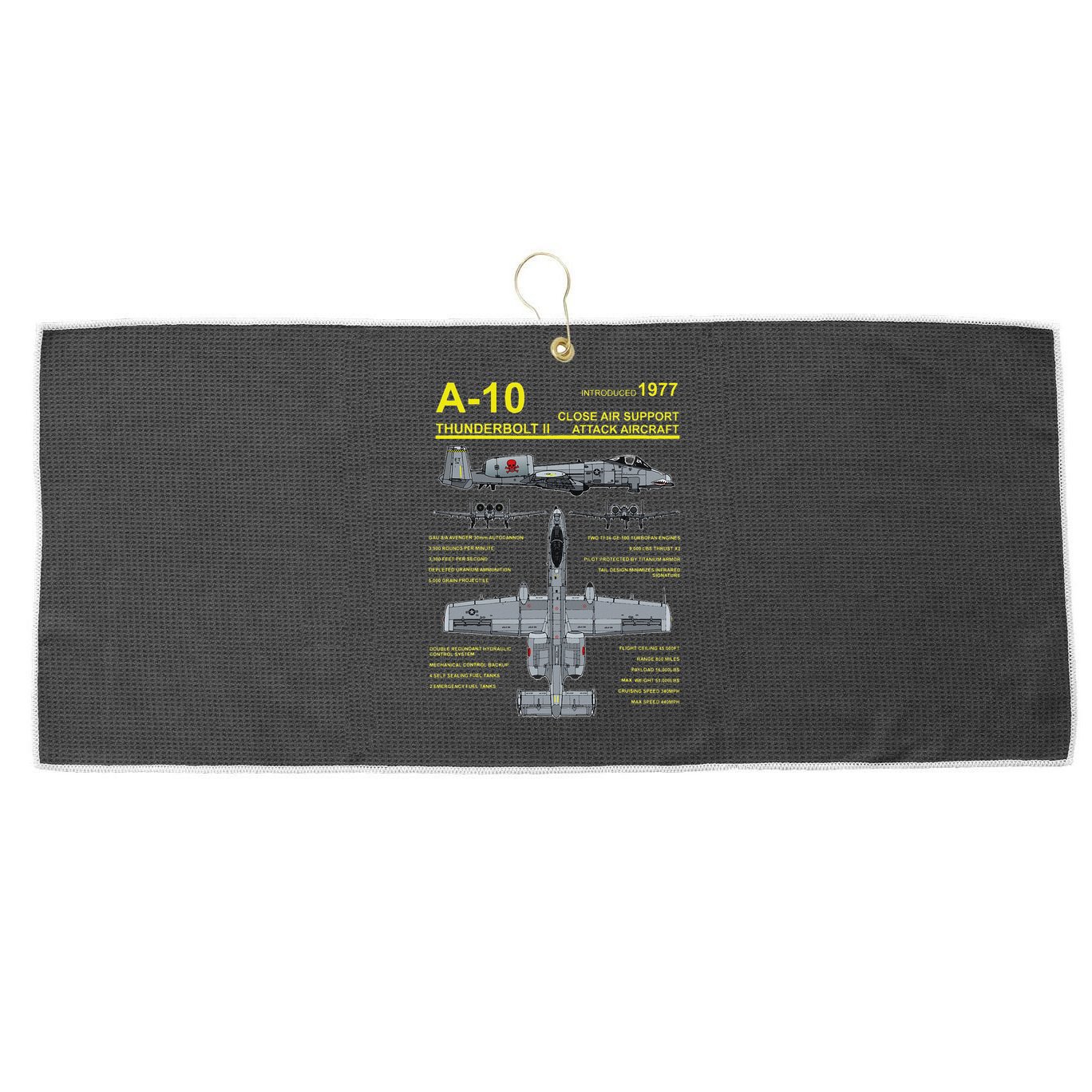 A 10 Thunderbolt Ii Warthog Military Jet Blueprint Large Microfiber Waffle Golf Towel
