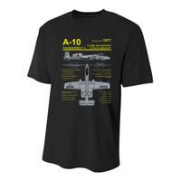 A 10 Thunderbolt Ii Warthog Military Jet Blueprint Youth Performance Sprint T-Shirt