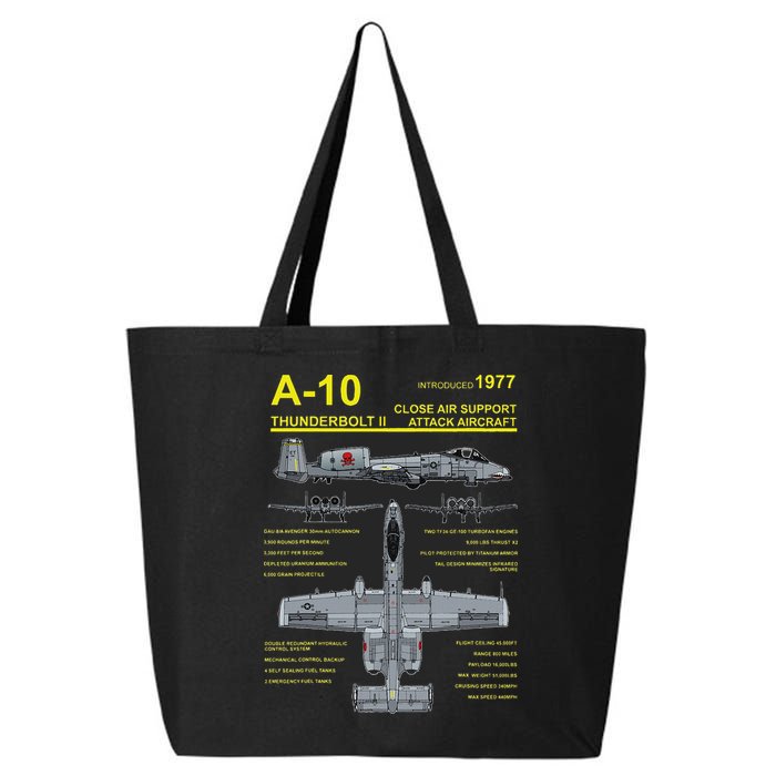 A 10 Thunderbolt Ii Warthog Military Jet Blueprint 25L Jumbo Tote