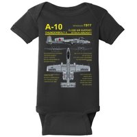 A 10 Thunderbolt Ii Warthog Military Jet Blueprint Baby Bodysuit
