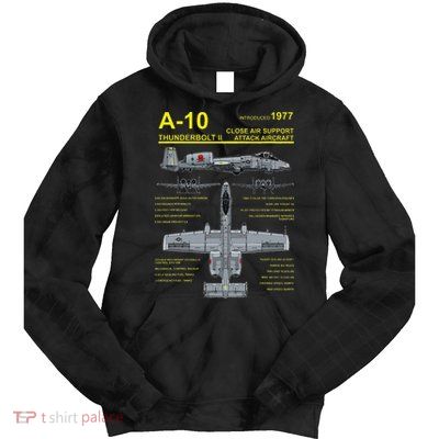 A 10 Thunderbolt Ii Warthog Military Jet Blueprint Tie Dye Hoodie