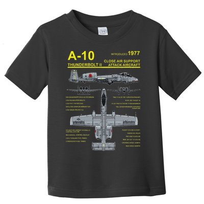 A 10 Thunderbolt Ii Warthog Military Jet Blueprint Toddler T-Shirt
