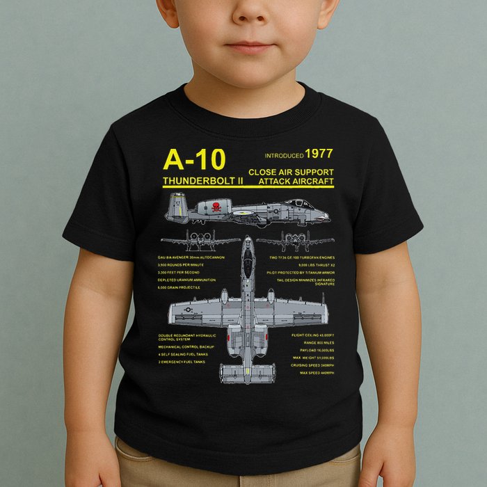 A 10 Thunderbolt Ii Warthog Military Jet Blueprint Toddler T-Shirt
