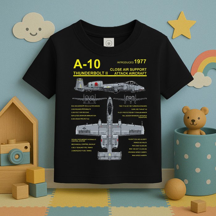 A 10 Thunderbolt Ii Warthog Military Jet Blueprint Toddler T-Shirt