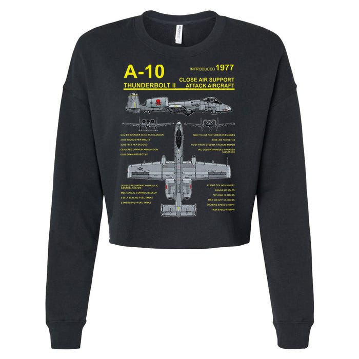A 10 Thunderbolt Ii Warthog Military Jet Blueprint Cropped Pullover Crew