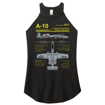 A 10 Thunderbolt Ii Warthog Military Jet Blueprint Women's Perfect Tri Rocker Tank