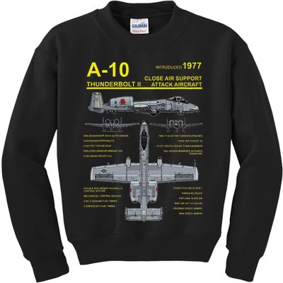 A 10 Thunderbolt Ii Warthog Military Jet Blueprint Kids Sweatshirt