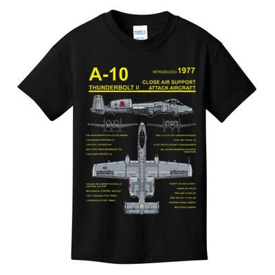 A 10 Thunderbolt Ii Warthog Military Jet Blueprint Kids T-Shirt