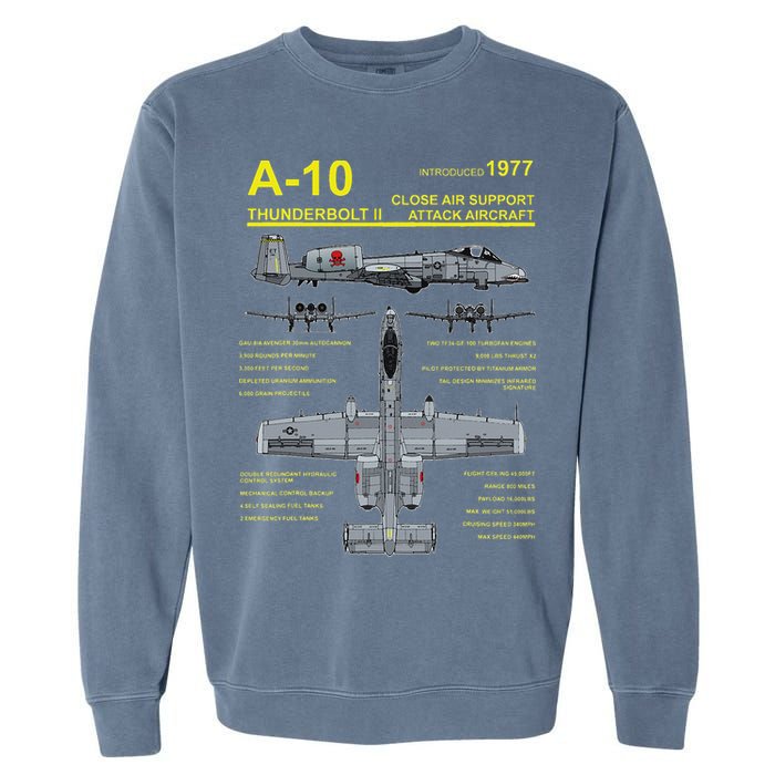 A 10 Thunderbolt Ii Warthog Military Jet Blueprint Garment-Dyed Sweatshirt