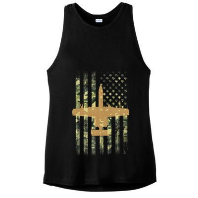 A 10 Thunderbolt Ii Warthog Camo Flag Military Airplane Ladies PosiCharge Tri-Blend Wicking Tank